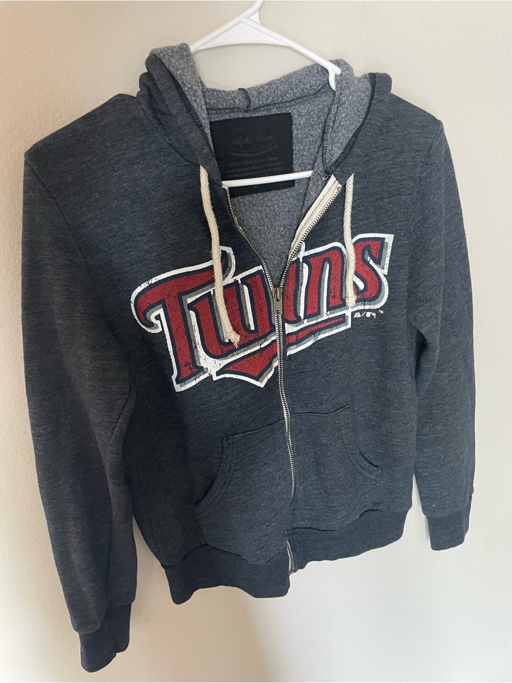 Napapijri Charcoal Gray Zip Hoodie with Red 'Twins' Logo